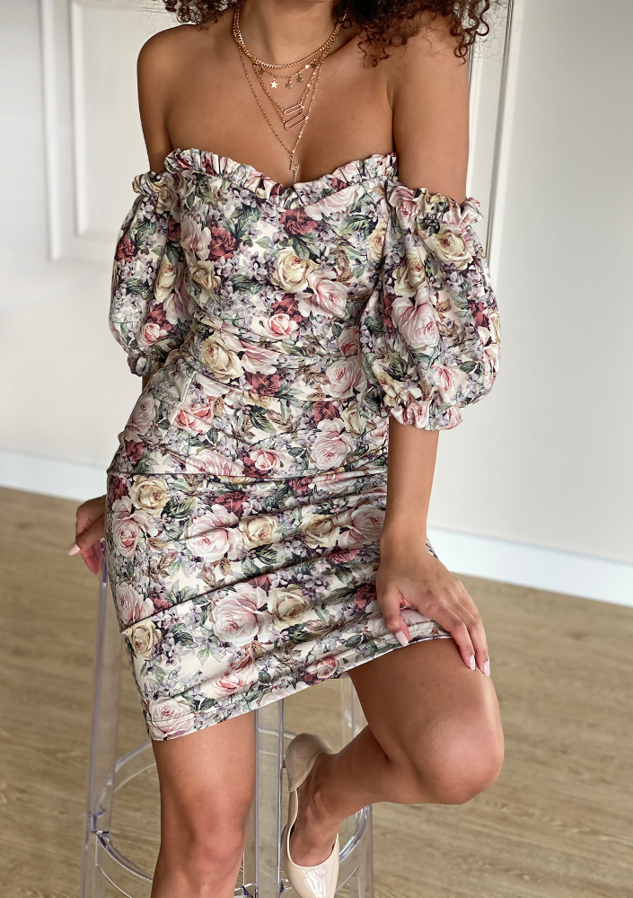 Sukienka o gorsetowym kroju Powder flowers