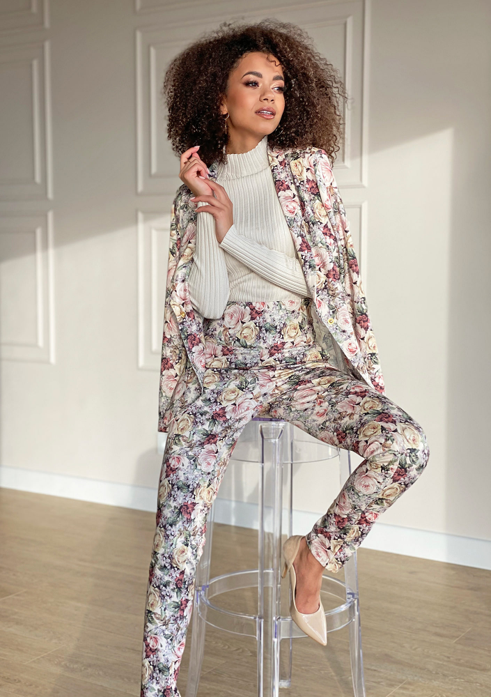 Marynarka powder Flowers print