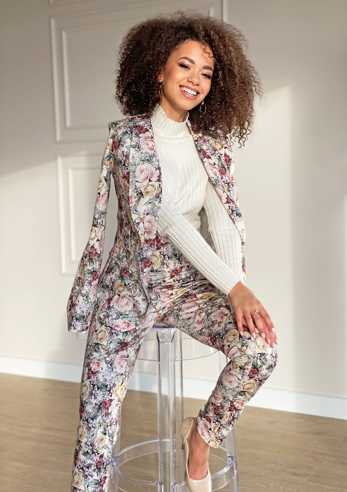 Marynarka powder Flowers print