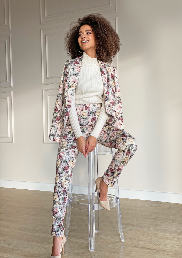 Marynarka powder Flowers print