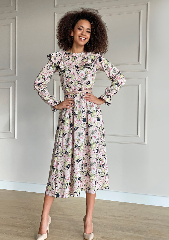 Sukienka midi z falbanami Spring garden