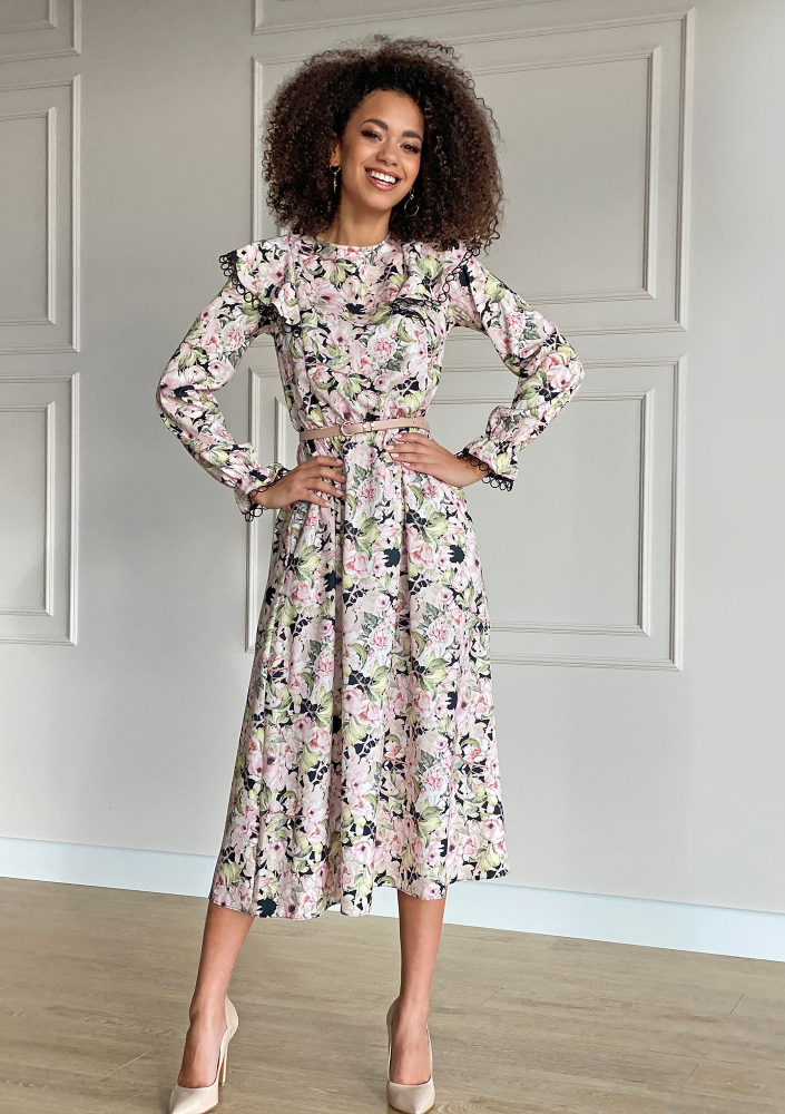 Sukienka midi z falbanami Spring garden