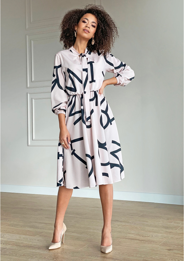 Sukienka midi z wiązaniem Print