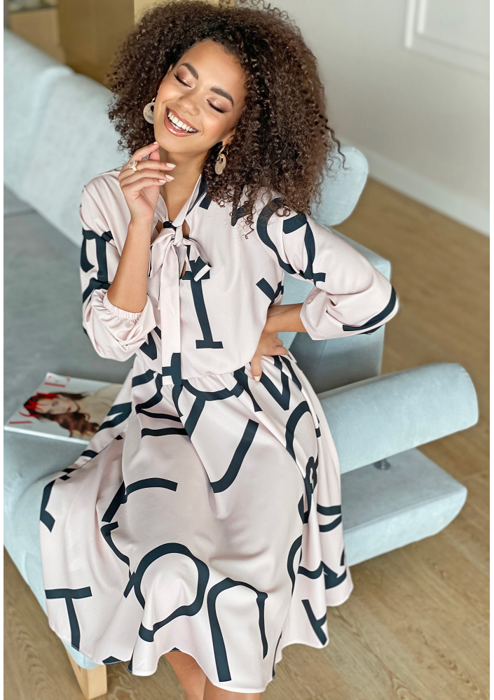 Sukienka midi z wiązaniem Print