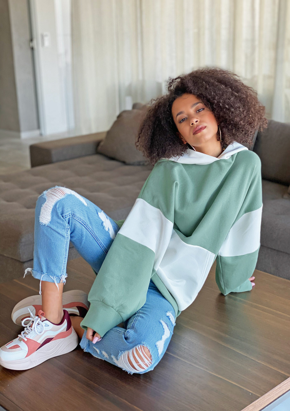 Oversizowa bluza z kapturem Miętowa ILM