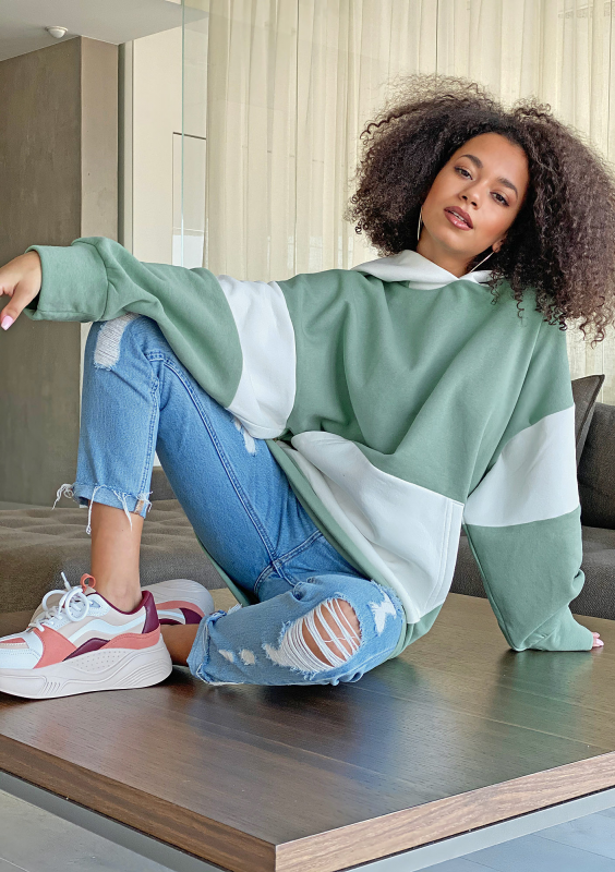 Oversizowa bluza z kapturem Miętowa ILM