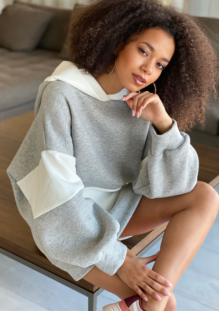 Oversizowa bluza z kapturem Szara ILM