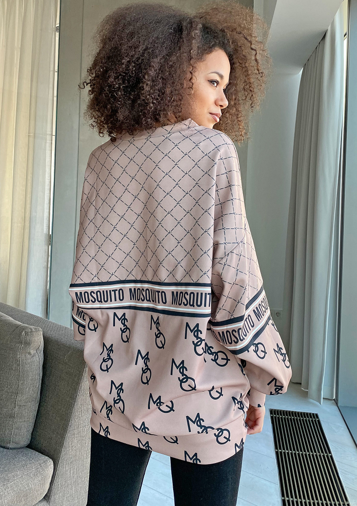 Bluza logo z łączonych printów Beżowa