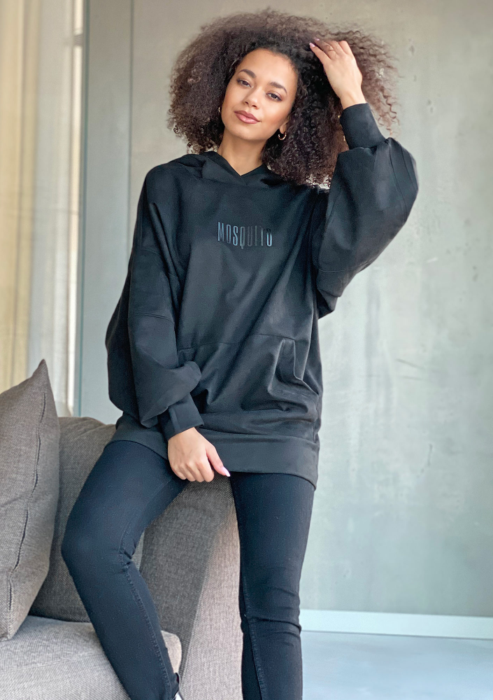 Oversizowa bluz z imitacji zamszu Czarna