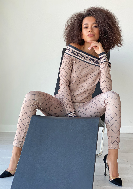 Kombinezon Logo print Beżowy