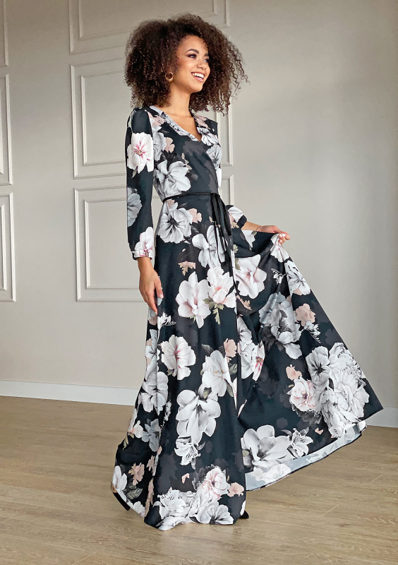 Sukienka maxi Black flower