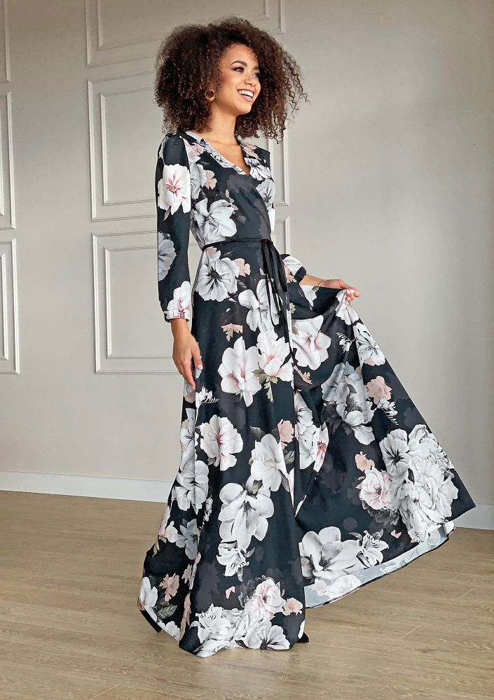 Sukienka maxi Black flower