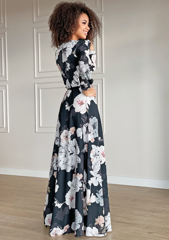 Sukienka maxi Black flower