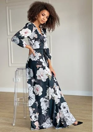 Sukienka maxi Black flower