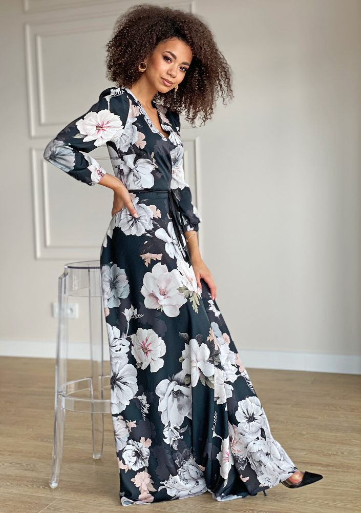 Sukienka maxi Black flower