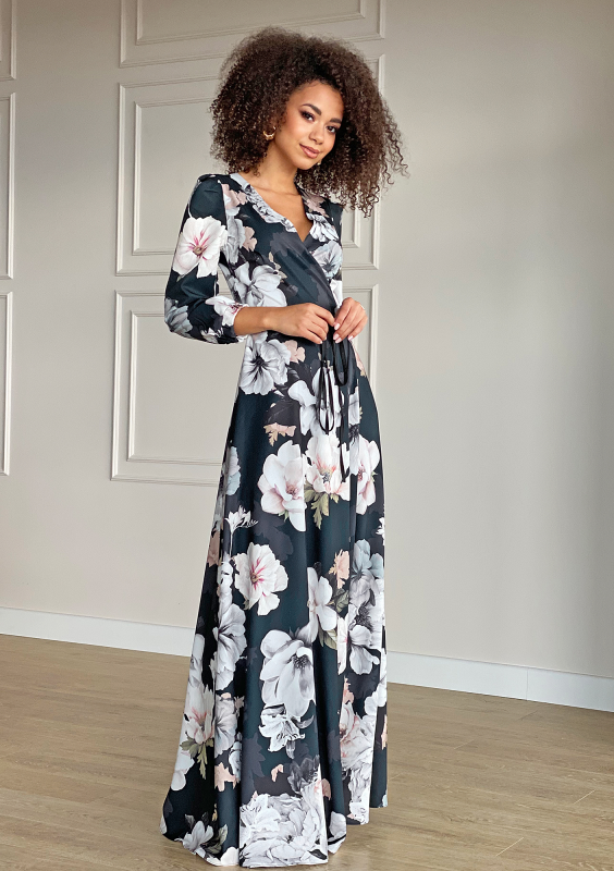 Sukienka maxi Black flower