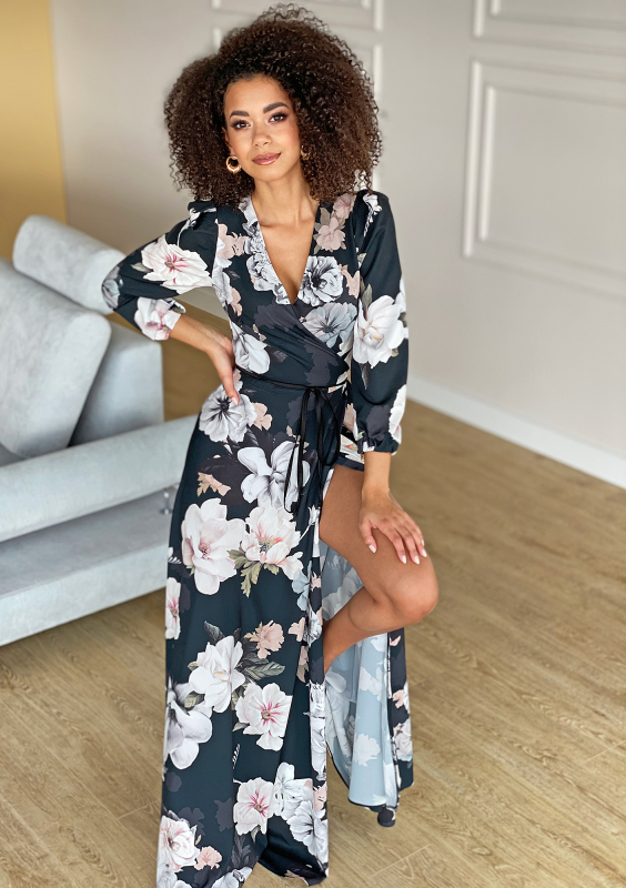 Sukienka maxi Black flower