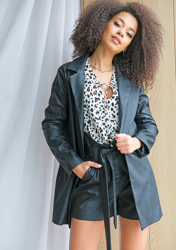 Marynarka ze skóry ekologicznej Czarna