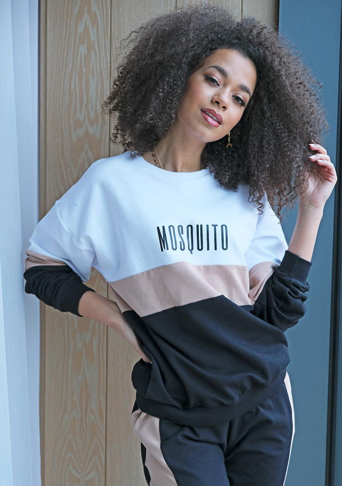 BAWEŁNIANA BLUZA ZE WSTAWKĄ BEIGE ILM