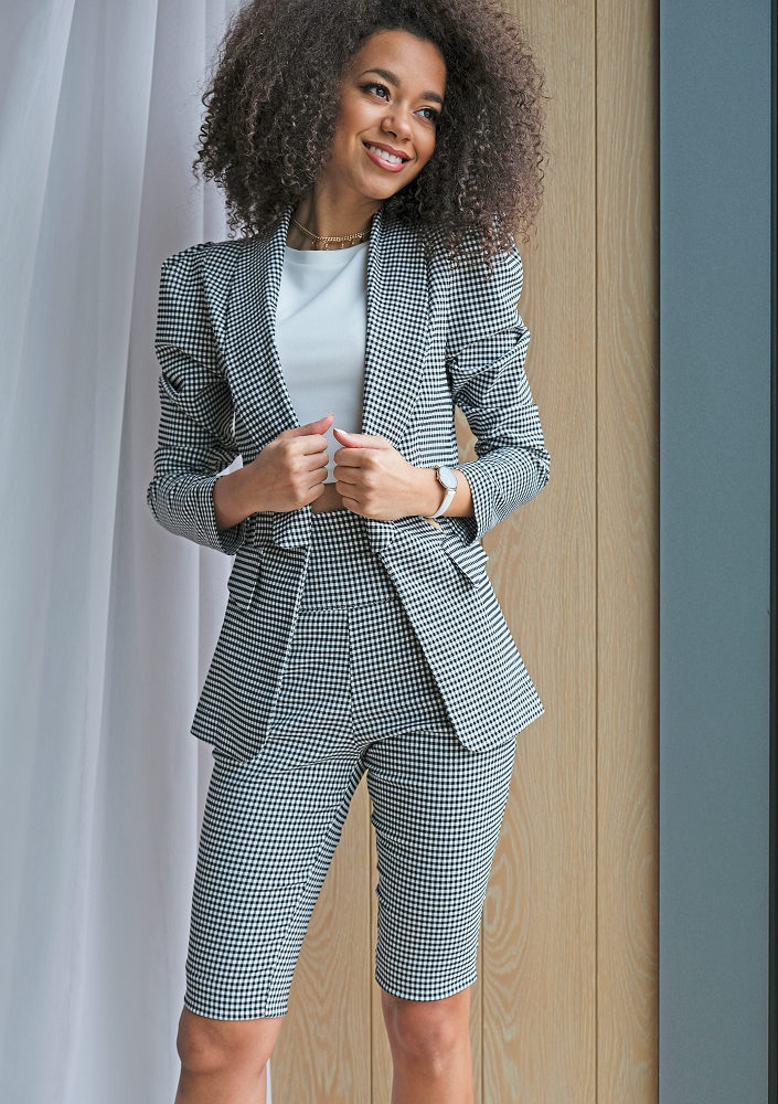 Dopasowane spodenki w kratkę Vichy Czarne