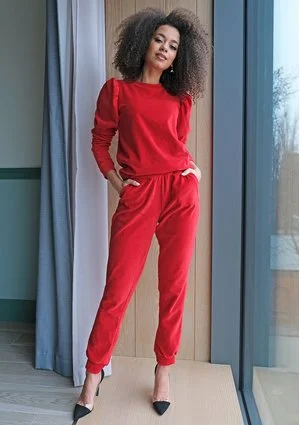 Spodnie z weluru Czerwone ILM