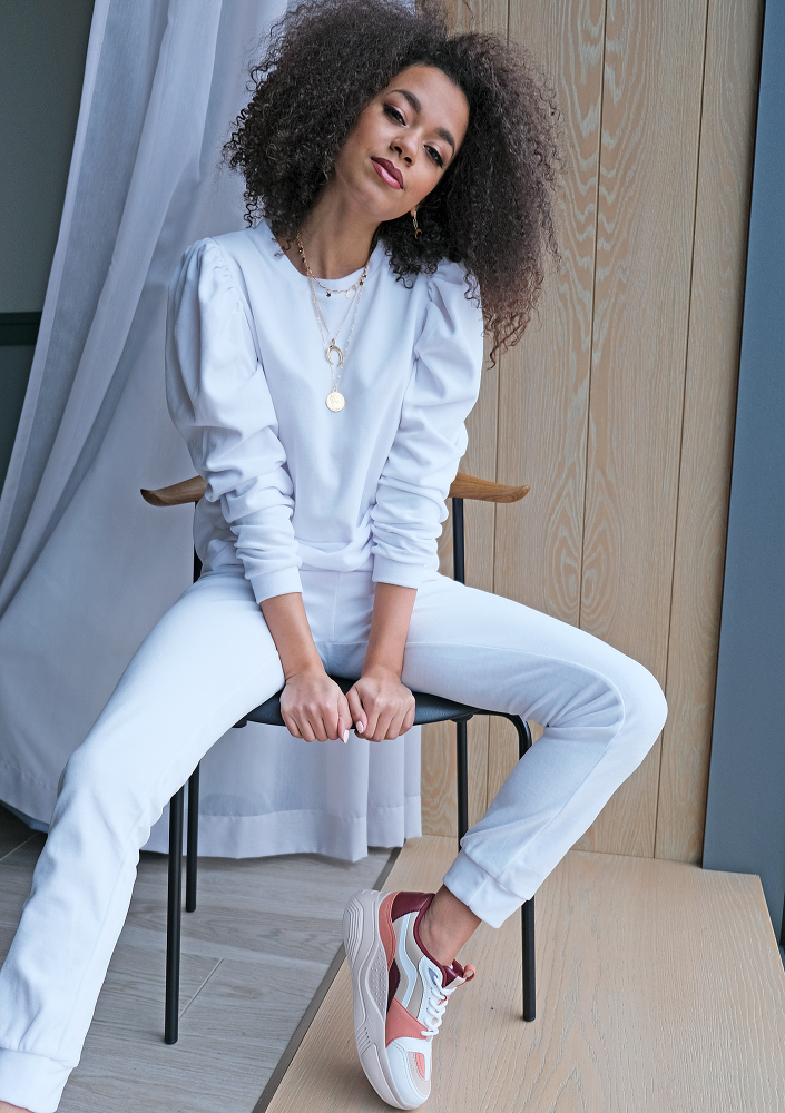 Spodnie z weluru Białe