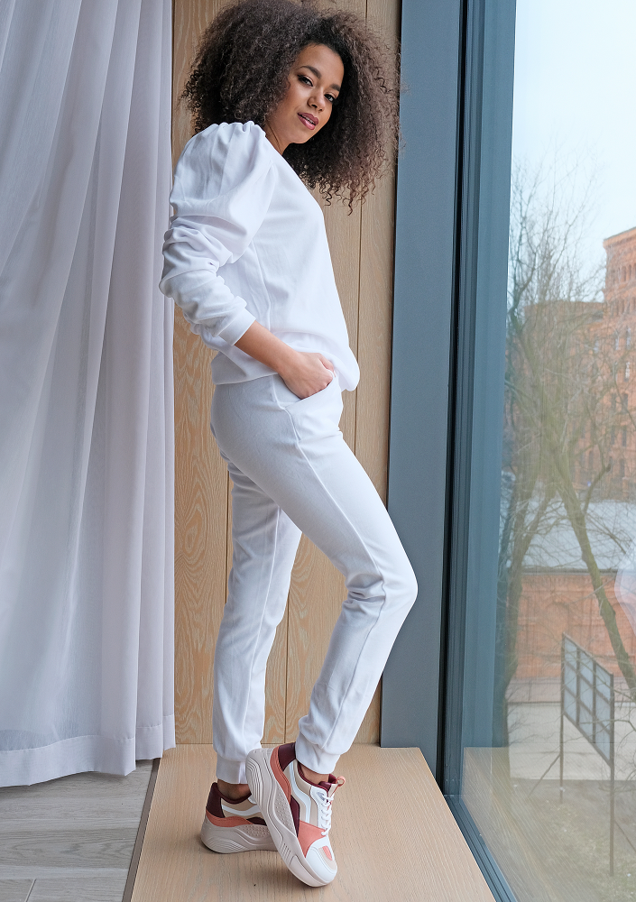 Spodnie z weluru Białe