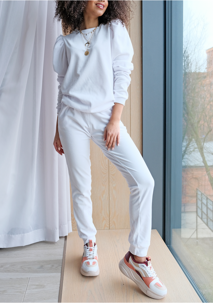 Spodnie z weluru Białe