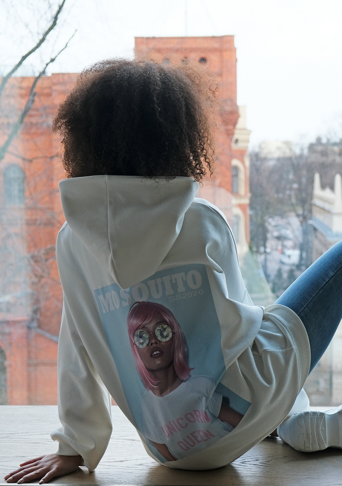 Bluza z kapturem Unicorn Queen Kremowa