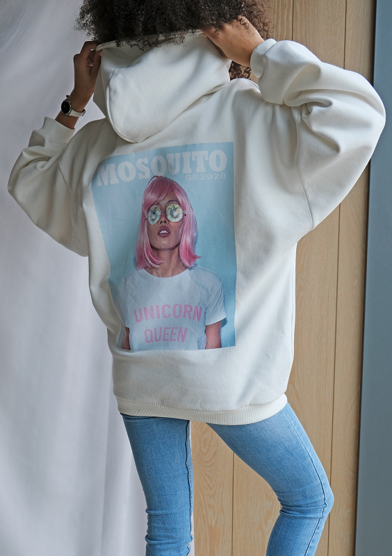 Bluza z kapturem Unicorn Queen Kremowa