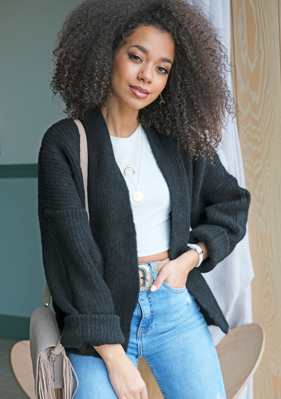 Sweter kardigan A48  ILM Czarny