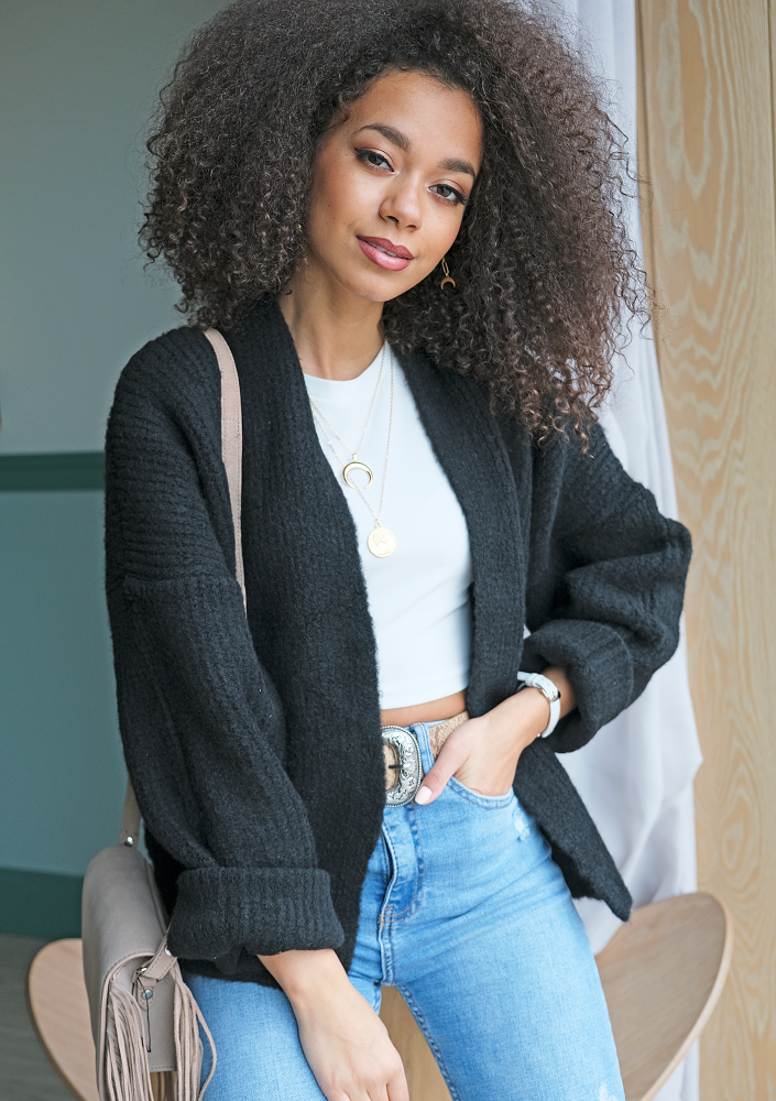 Sweter kardigan A48  ILM Czarny