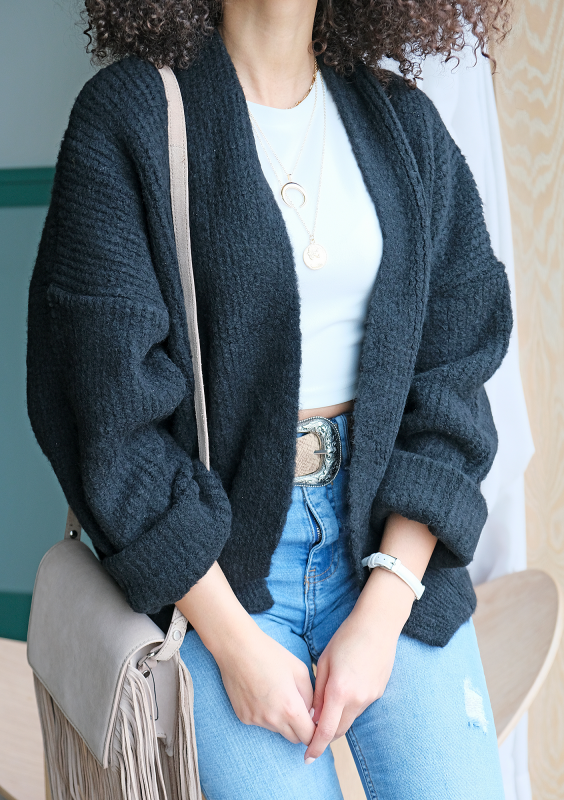 Sweter kardigan A48  ILM Czarny