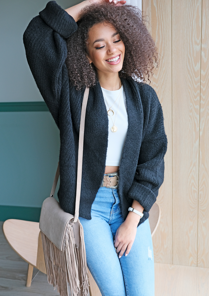 Sweter kardigan A48  ILM Czarny