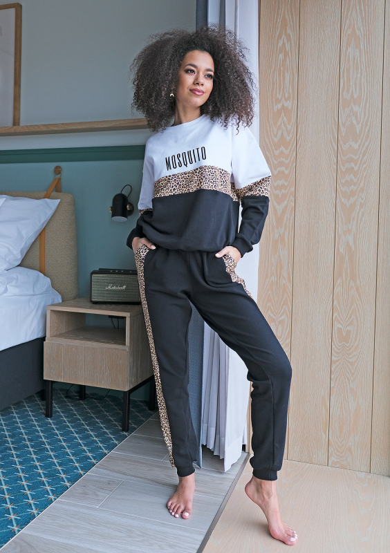 BAWEŁNIANA BLUZA ZE WSTAWKĄ LEOPARD ILM