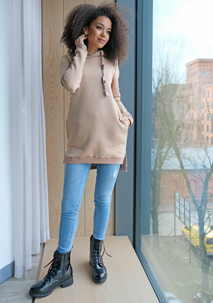 Bawełniana tunika z kapturem MSQ Beżowa