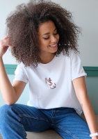 Base - White T-shirt with a rose golden logo