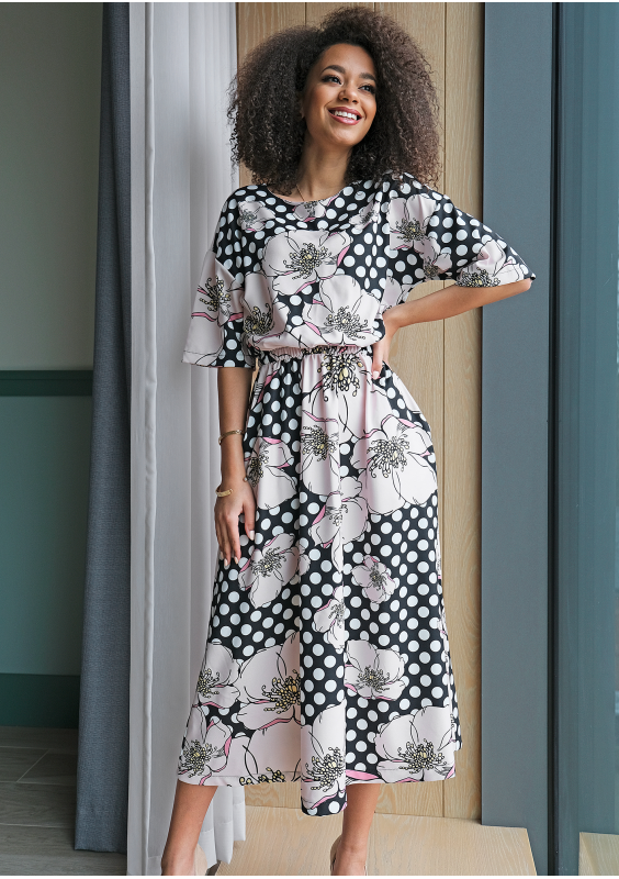 Sukienka midi Dots Flowers