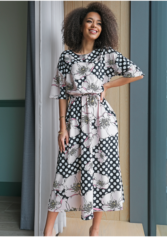Sukienka midi Dots Flowers