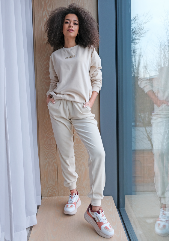 Spodnie z weluru Beżowe ILM