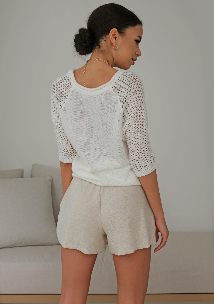 Letni sweter z rękawem z siatki A50 Ecrue ILM