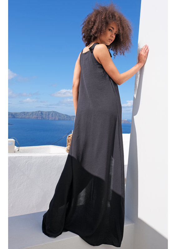 Sukienka maxi wiązana na ramionach czarna