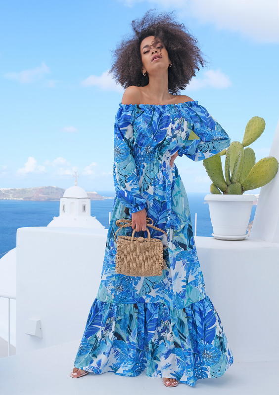 Sukienka maxi w stylu hiszpańskim blue bananas