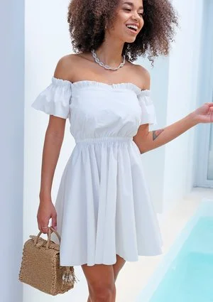 Sukienka z popeliny w stylu hiszpańskim Biała