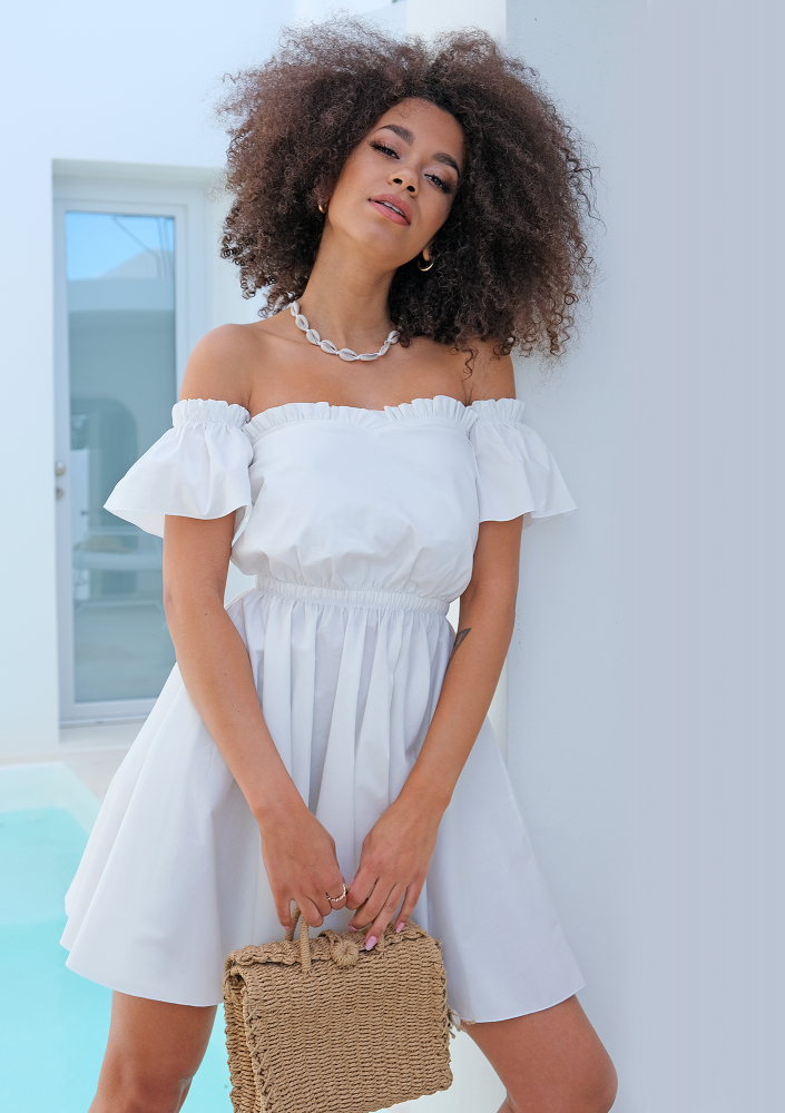 Sukienka z popeliny w stylu hiszpańskim Biała