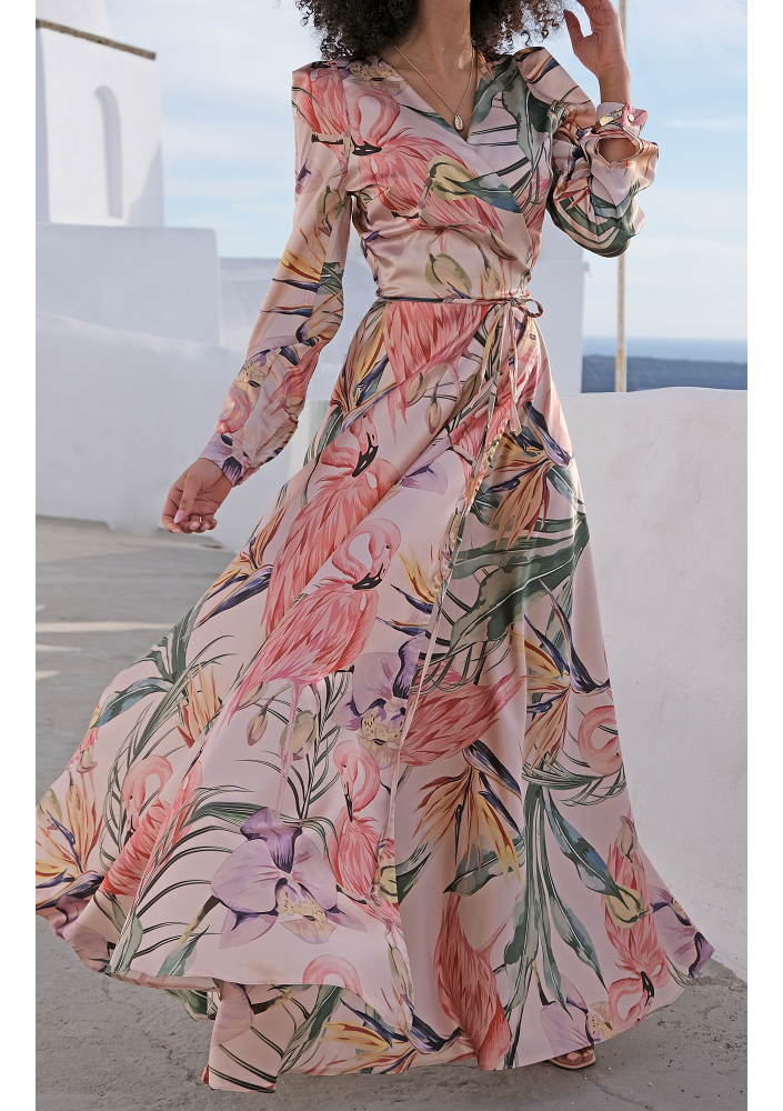 Sukienka maxi powder flamingi