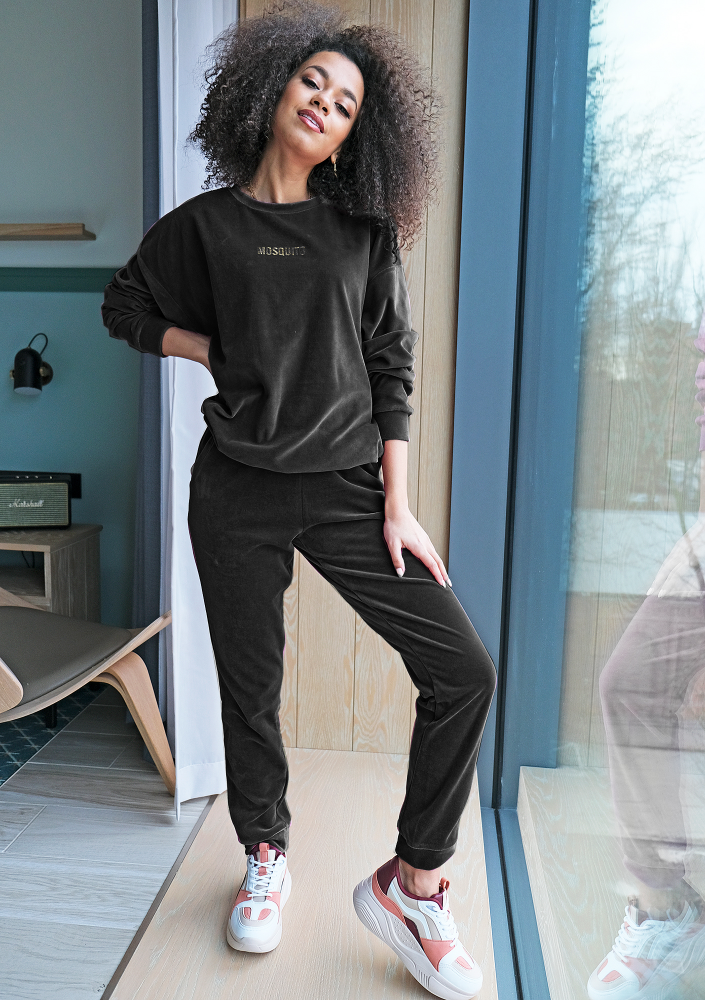 Spodnie z weluru Czarne ILM