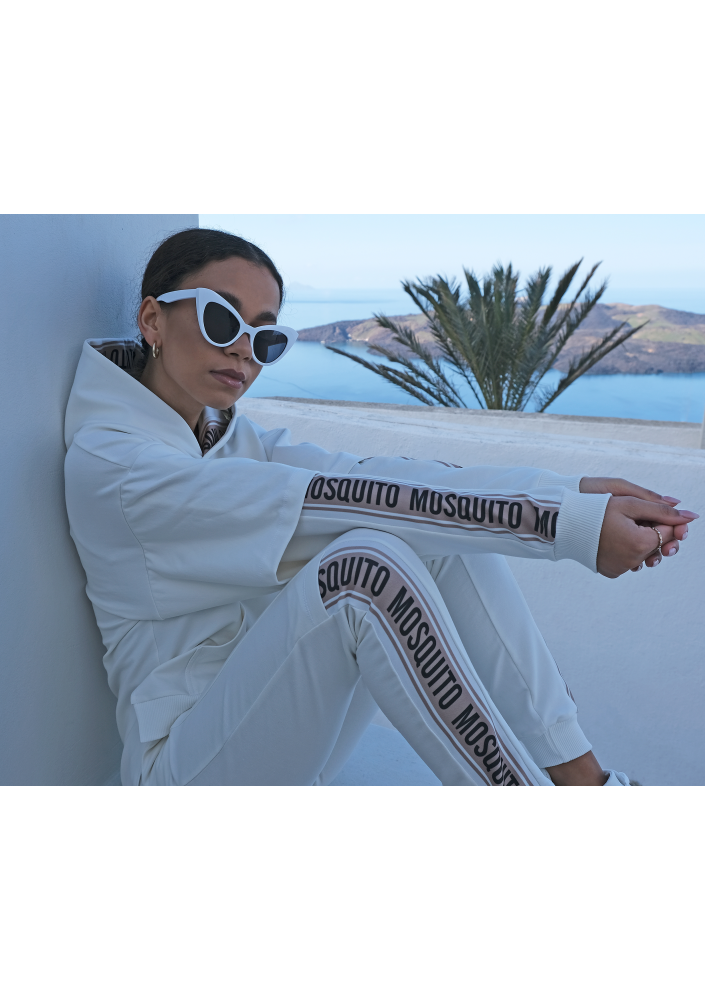 Kremowa bluza z lampasem logo ILM