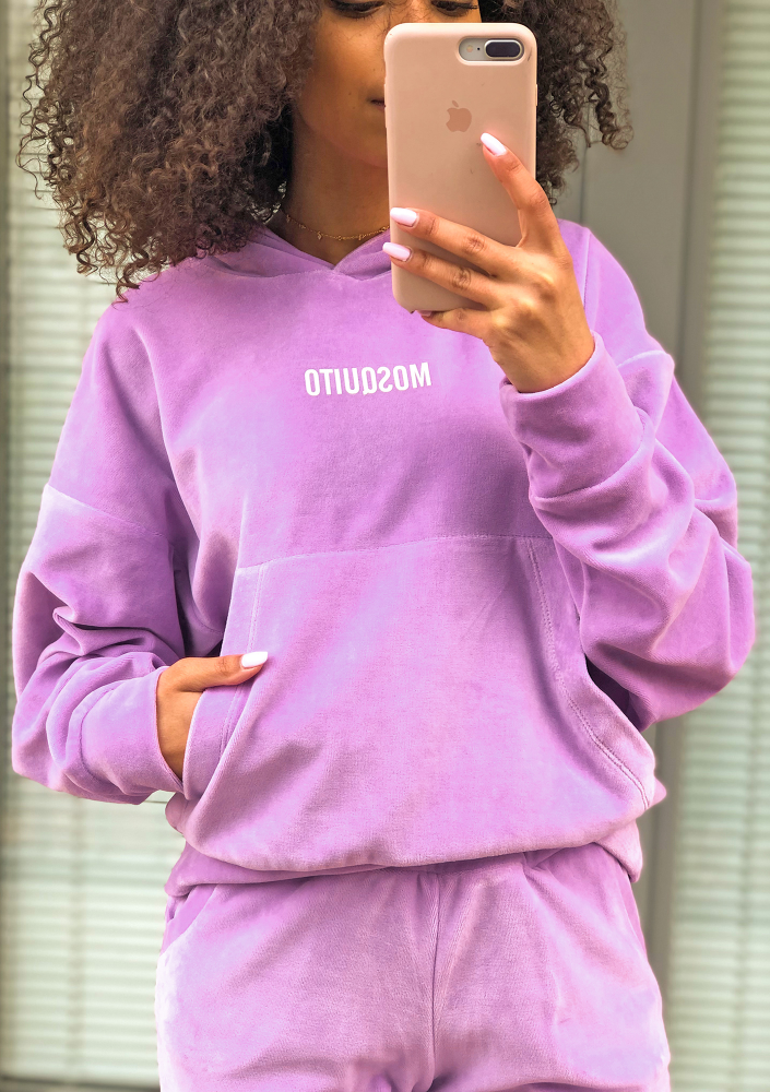 Bluza welur z kapturem