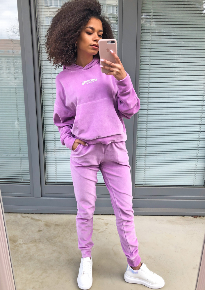 Bluza welur z kapturem